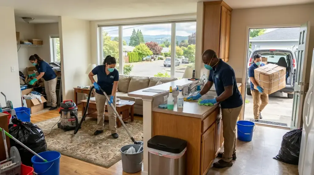 Clean kitchen and living area