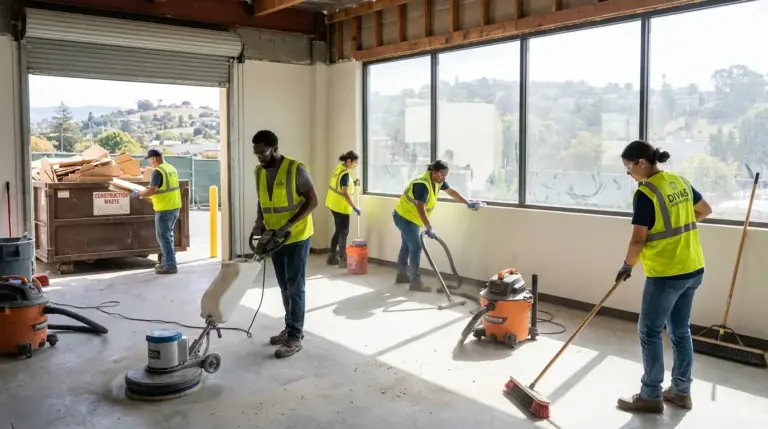 Worker wiping down construction dust